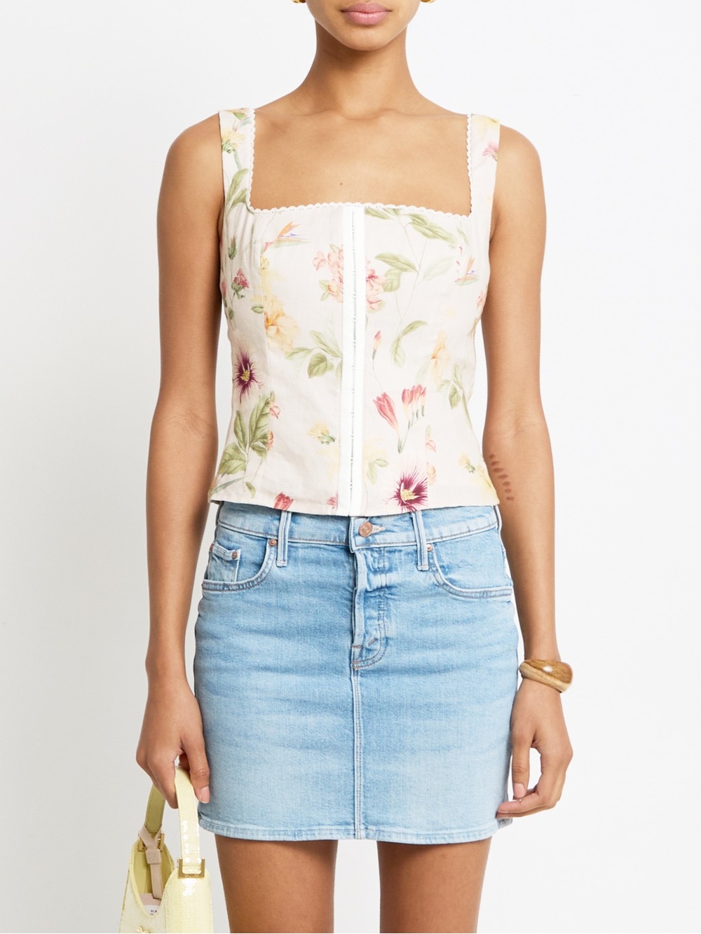 NWT Few Moda Halley Linen Corset Top size 4 palace garden floral kourt Tibi